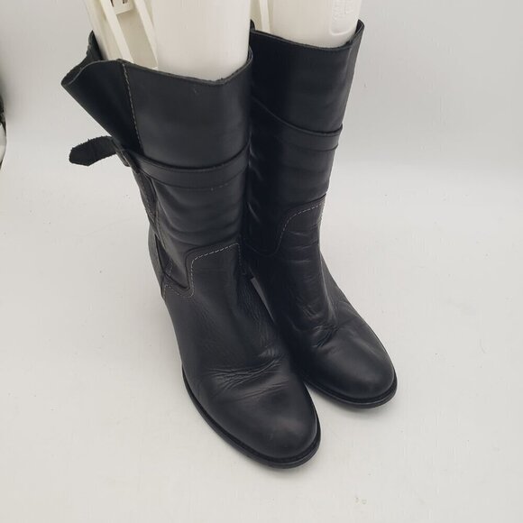 Black Leather Boots Heels Made in Italy Womens size 38 or US 7.5 - Picture 4 of 14